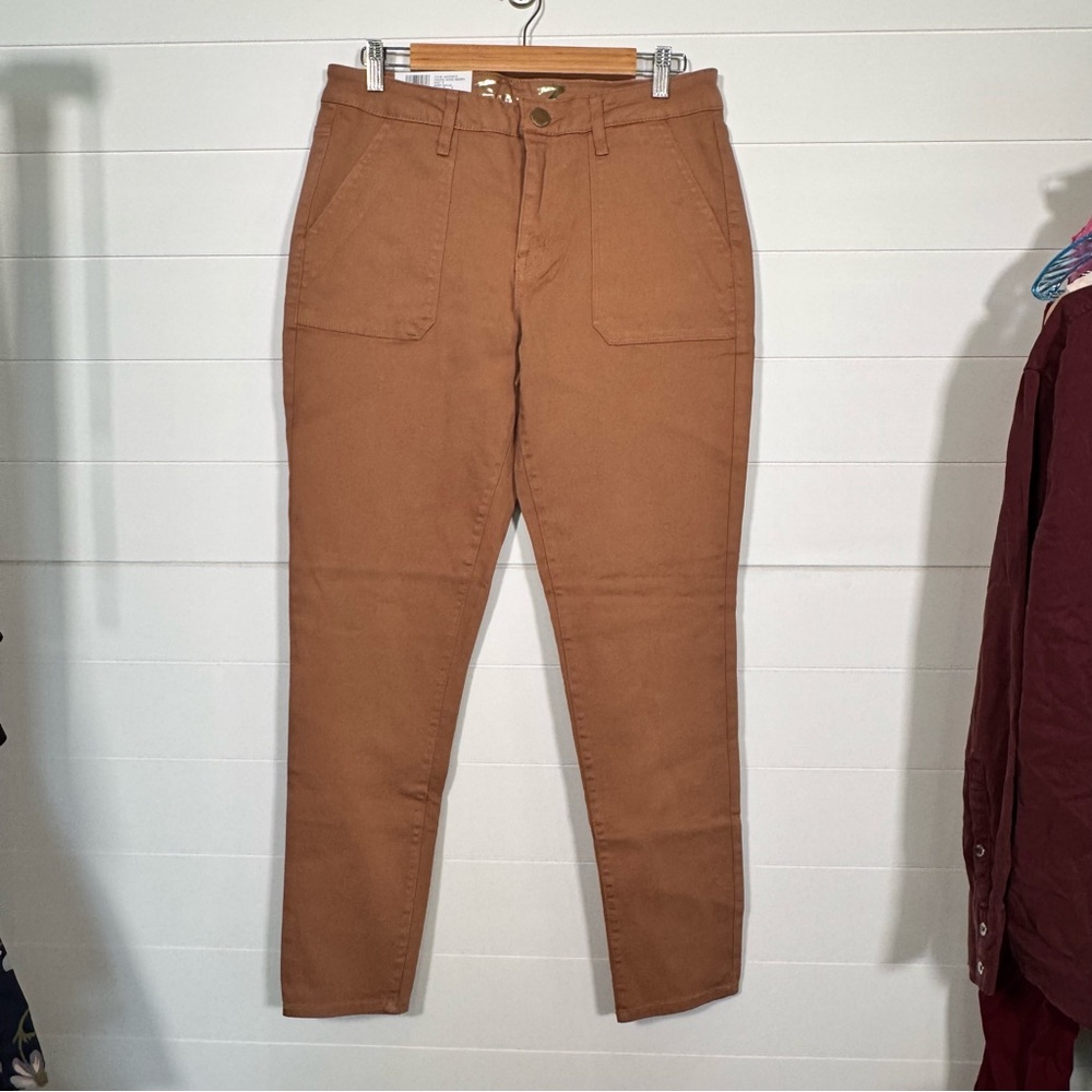 NWT Seven7 Women's Brown Chino Utility Skinny Ankle Pants Size 10
